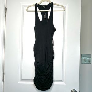 NWT black ruched racerback dress